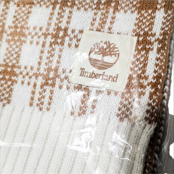 Timberland New mustardy tan & cream Buffalo Plaid Scarf - Picture 6 of 7
